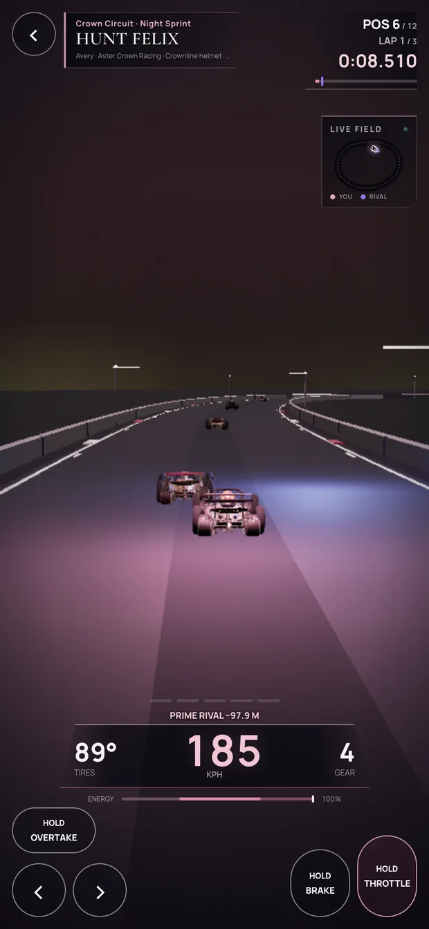 Racing in the mobile playtest.